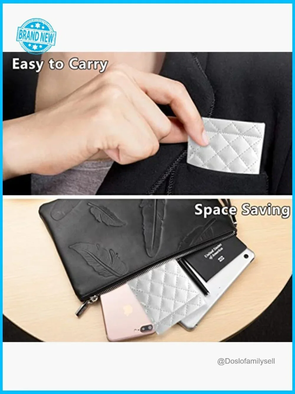 Soft Leather Squeeze Top Eyeglass Case Set with Cleaning Cloth Portable Pouch